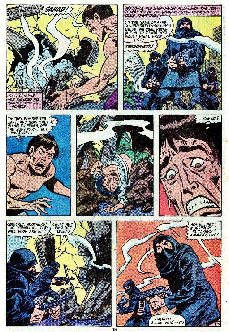 Marvel Comic Sabra from 1981 scene depicting so called "Arab fighters" as mere terrorists